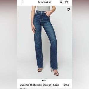Reformation Cynthia High Rise Straight Long Jeans